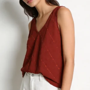 top lino y algodón escote pico