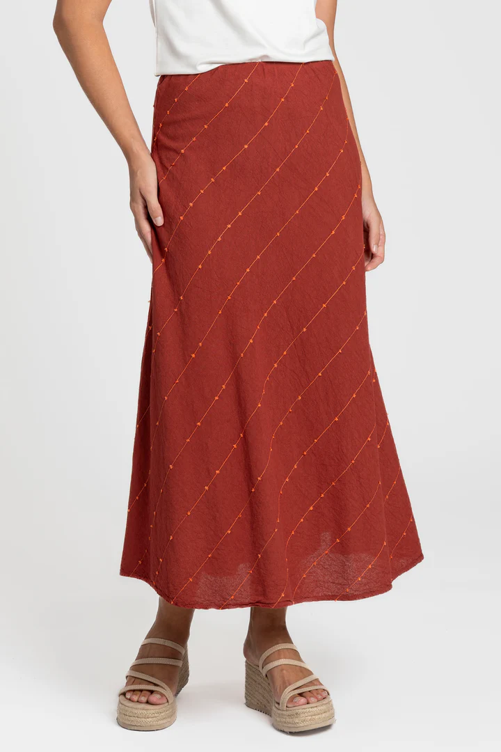 Falda lino midi